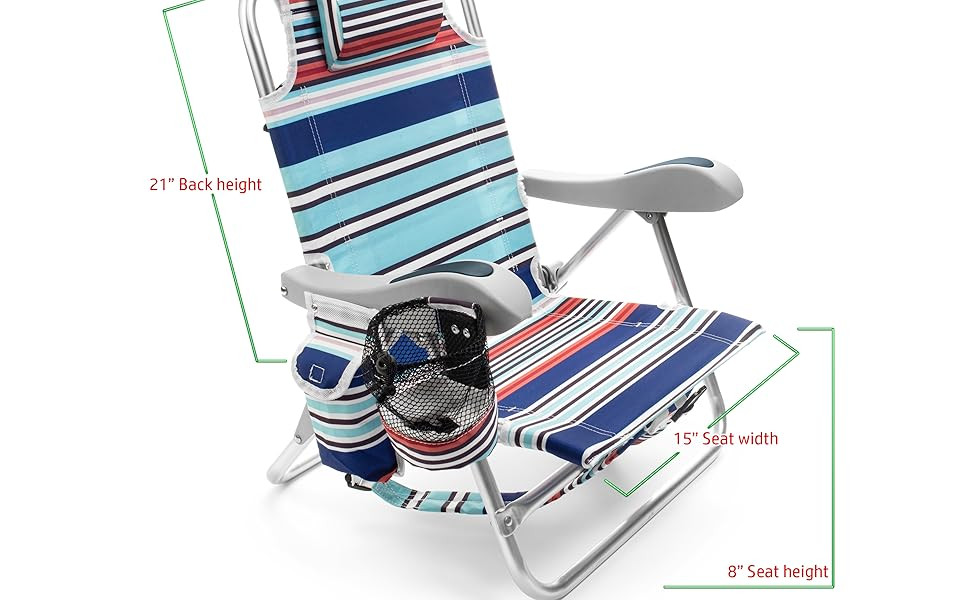 Homevative Kids Folding Backpack Beach Chair with 4 Positions, Carry Handle, Storage Pouch, Cup H... | Amazon (US)