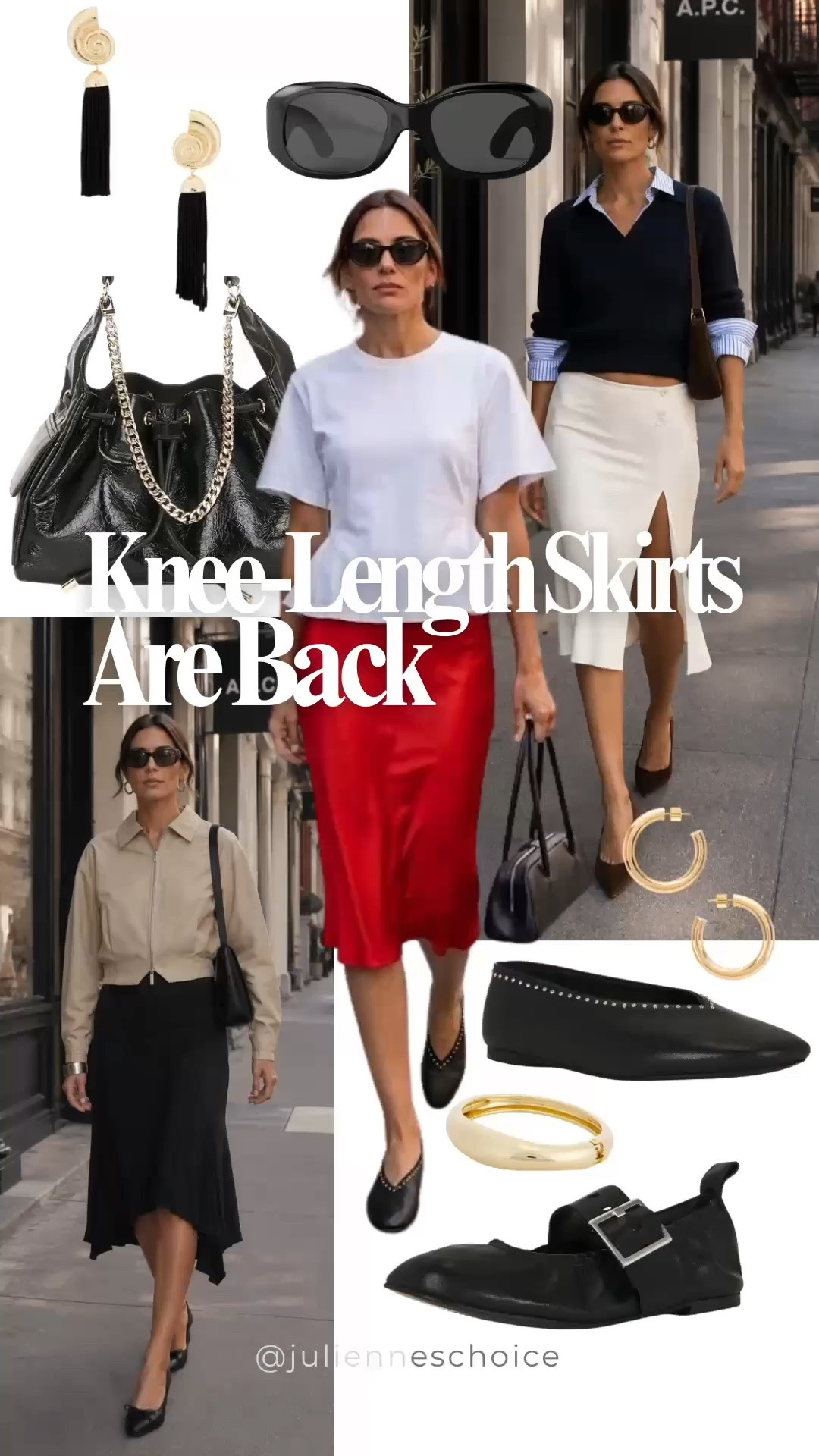 Knee-length skirts are back 🤍

5 polished ways to style them now - from soft neutrals and classic black to satin, lace, and a bold pop of red.

Easy outfit formulas to wear now and into early fall.✨julienneschoice

#KneeLengthSkirt
#SkirtStyle
#OutfitInspiration
#FallOutfits
#TransitionalStyle
#ChicStyle
#EverydayStyle

#LTKootd #LTKSeasonal #LTKWorkwear