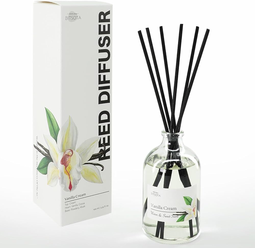 Reed Diffuser Set, 3.52 oz Vanilla Cream Scented Diffuser with Sticks Home Fragrance Reed Diffuse... | Amazon (US)