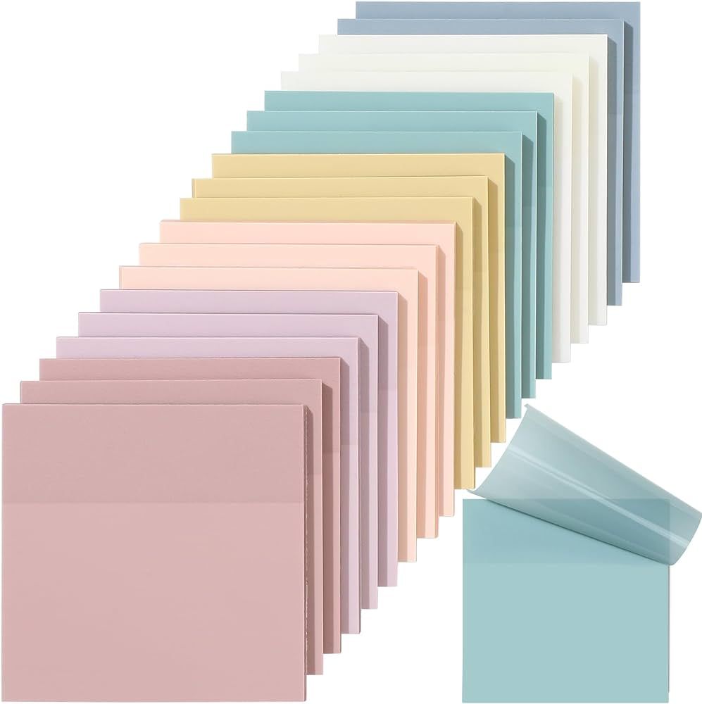 [1000 Sheets] Transparent Sticky Notes, 3x3 inch Pastel Color Clear Sticky Notes, Self-Adhesive W... | Amazon (US)