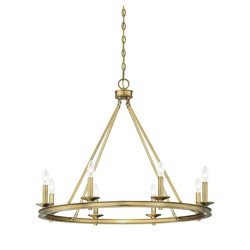 Poynor 8 - Light Candle Style Wagon Wheel Chandelier | Wayfair North America