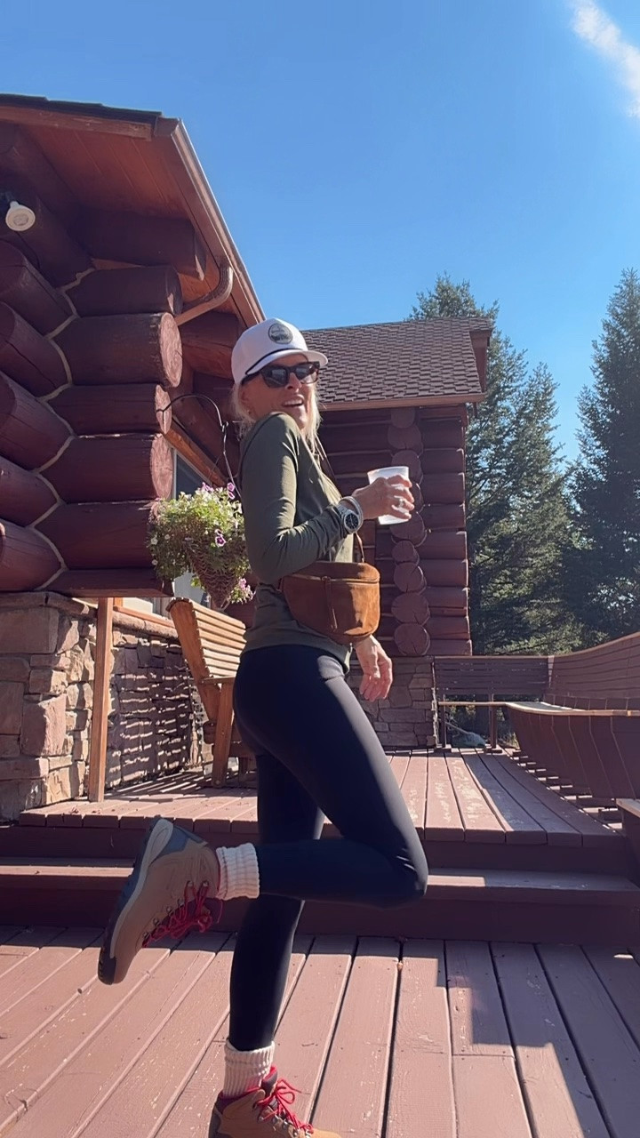 Hiking in Montana today 

Leggings - I size up to a medium 
• use code CINDYSWANSONXSPANX FOR A DISCOUNT! 
Loveeee this suede belt bag! 

Hiking boots are crazy comfortable

#LTKOver40 #LTKdayinmylife #LTKootd