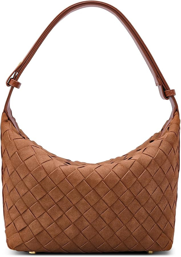 Suede Purse Woven Bags for Women: Vegan Leather Suede Shoulder Bag for Ladies - Trendy Underarm H... | Amazon (US)