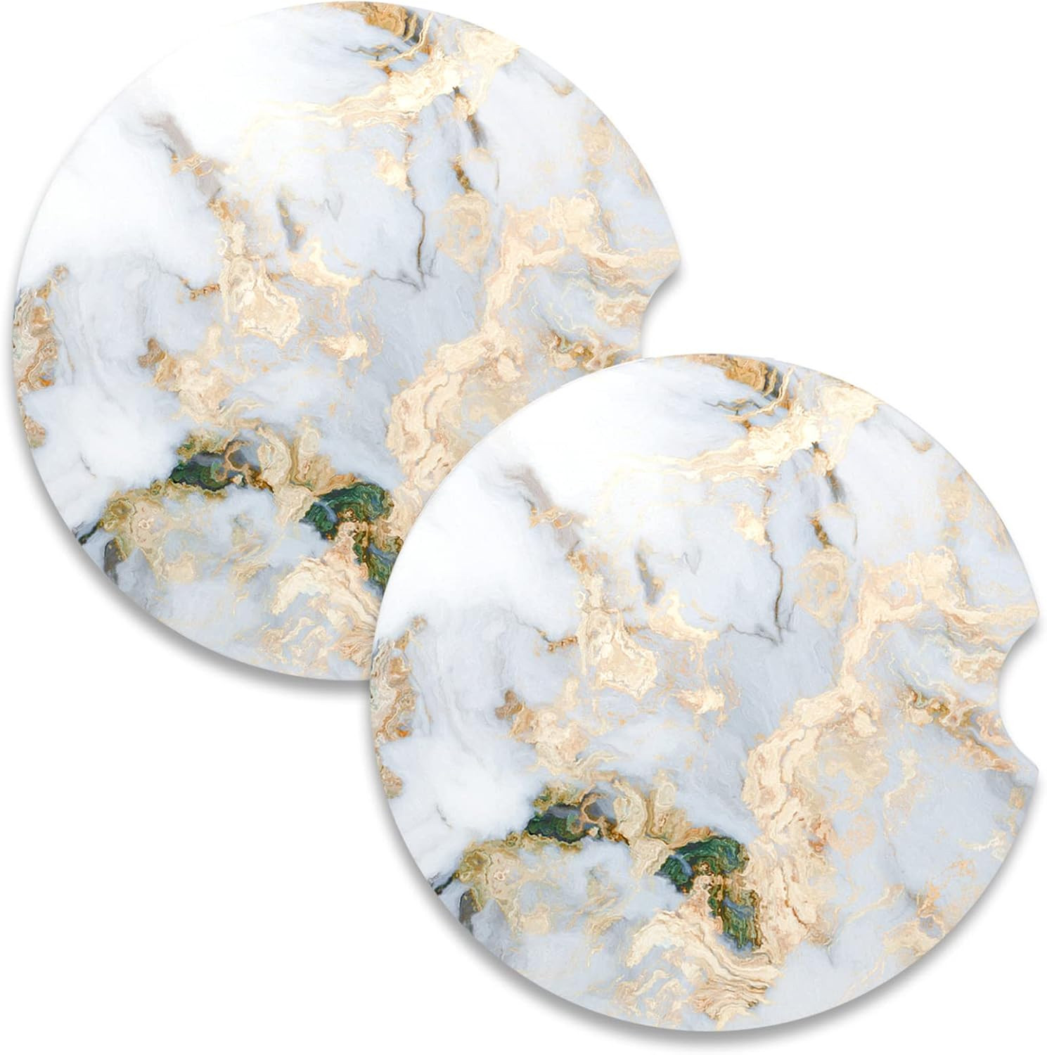 Nipichsha Car Coasters for Cup Holders, 2 Pack Absorbent Ceramic Car Cup Holder Coaster for Drink... | Amazon (US)
