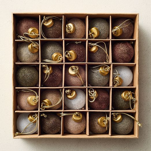 Flocked Ball Ornaments (Set of 25) - Cool Tones | West Elm (US)