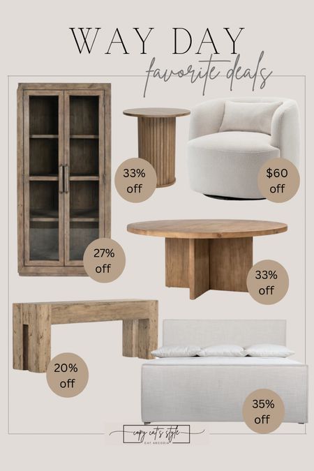 Wayfair Way Day Sale, furniture on sale, upholstered bed, console table, fluted table, swivel chair, wood cabinet

#LTKhome #LTKsalealert