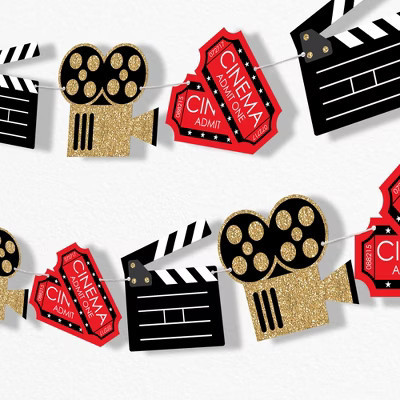Big Dot of Happiness Red Carpet Garland Banner, Movie Night Party Banner, 30 Feet of Cord, 15 Double-Sided Clapboard, Movie Tickets, Film Reel | Target