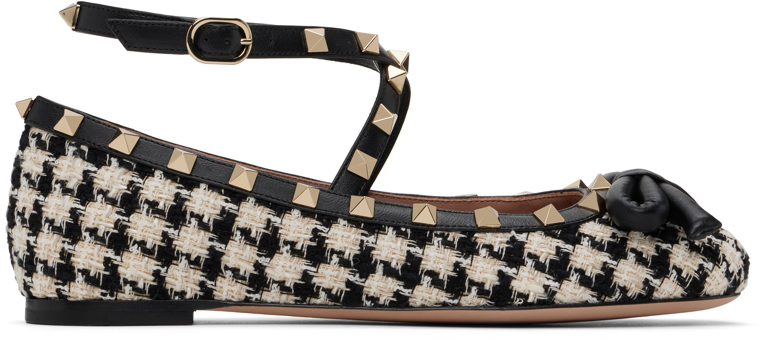 Valentino Garavani Black & Off-White Rockstud Ballerina Flats | SSENSE