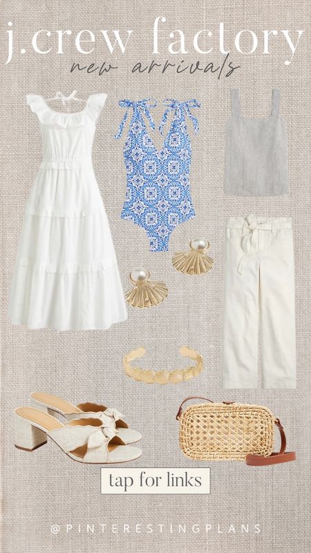 J crew factory summer 
White jeans
White dress
Summer outfit
