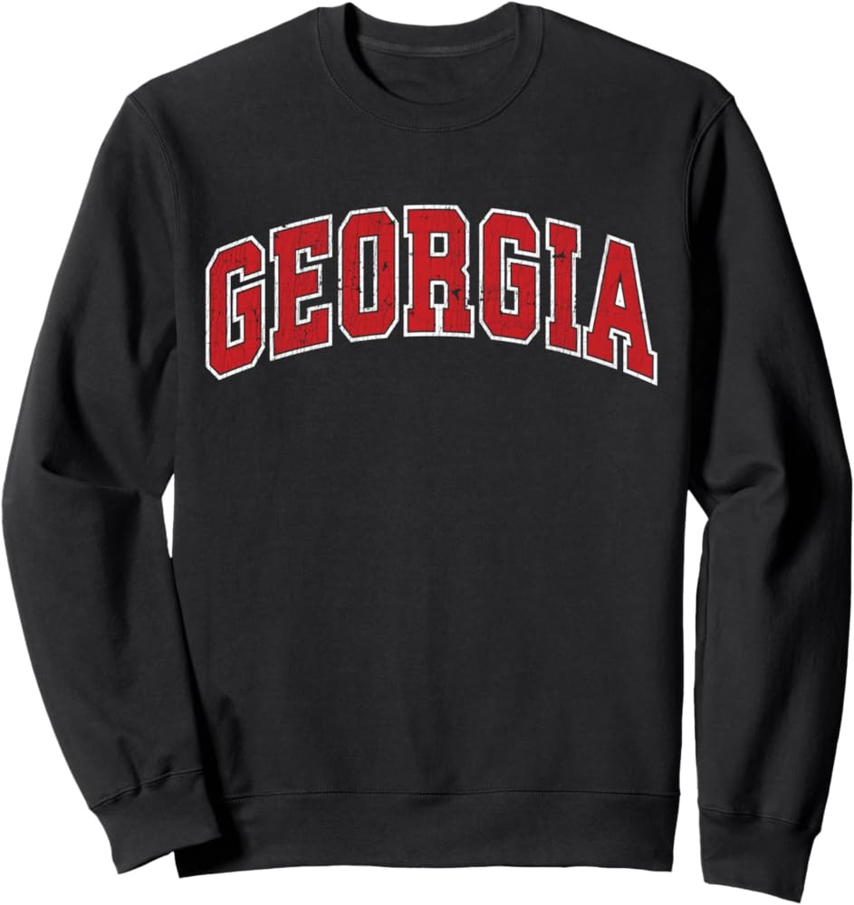 Georgia GA Vintage Athletic Sports Design Red Text Sweatshirt | Amazon (US)