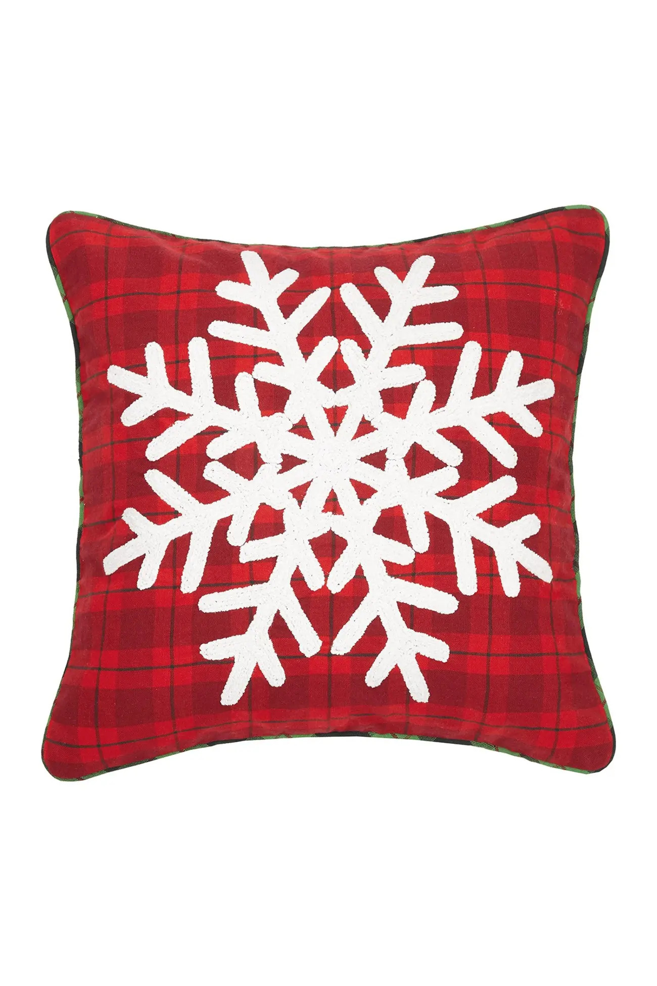 Red/White Plaid Snowflake Chenille Pillow | Nordstrom Rack