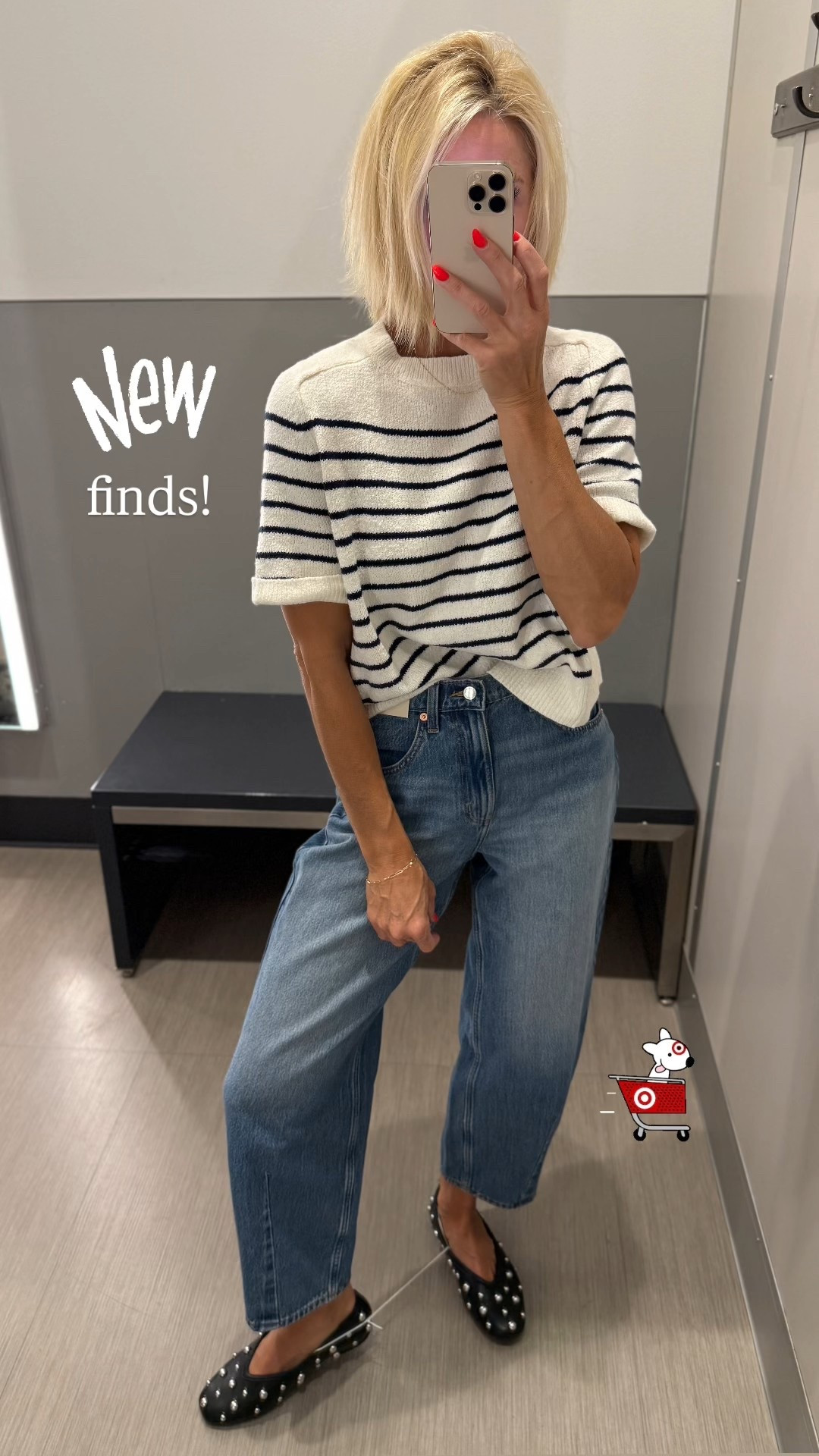 The striped short sleeve sweater just restocked! New barrel jeans and super cute and comfy New studded flats.
Sweater & shoes fit tts
Barrel jeans- I sized up to a 6 for length and looser fit (barrel jeans do not look good too tight), but found inseam length options online so order a LONG

#LTKOver40 #LTKSaleAlert #LTKFindsUnder50