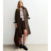 Women's Dark Brown Contrast Collar Trench Coat New Look | New Look (UK)