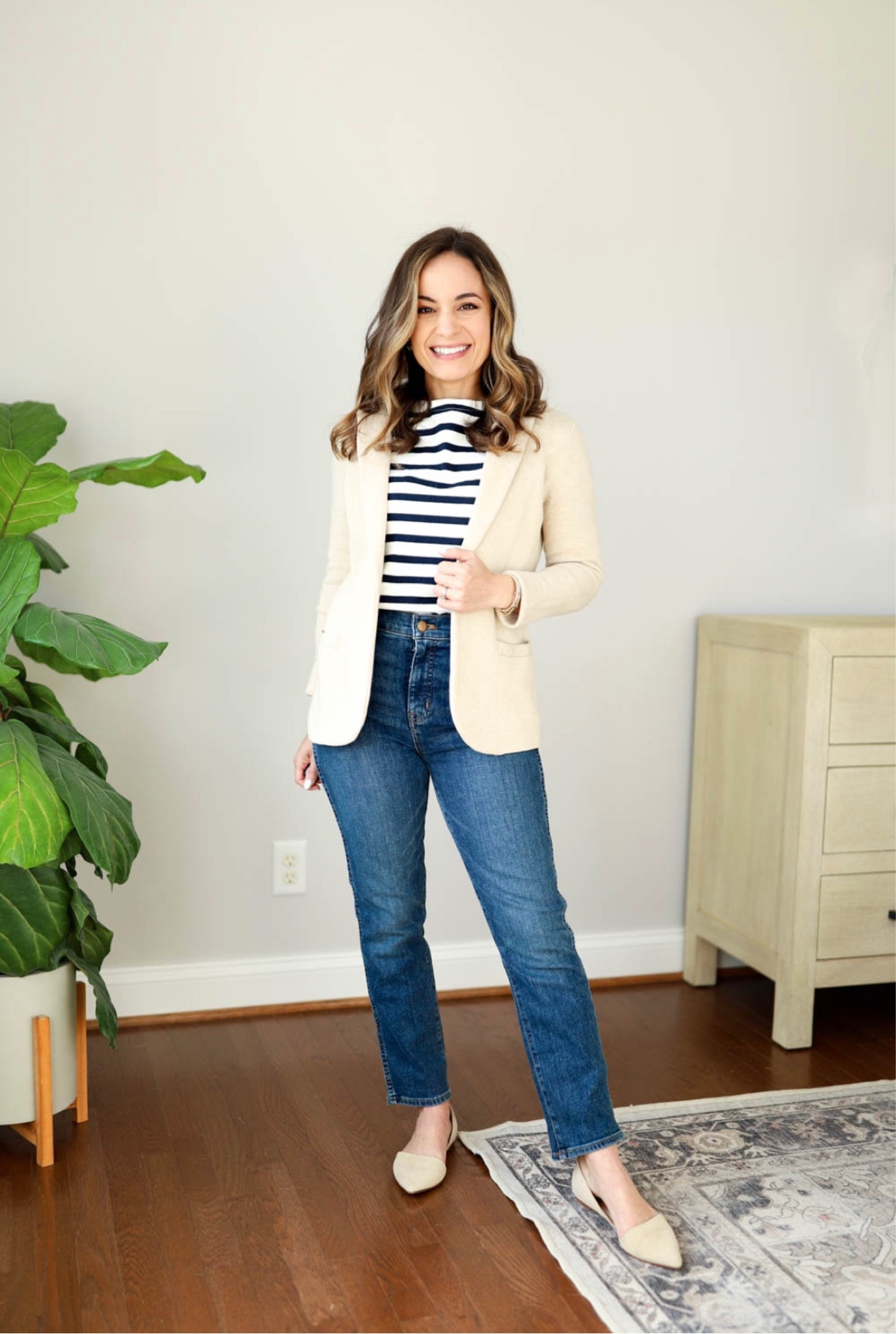 Sweater blazer outfit ideas 

Jeans petite 24 true to size 
Top xxs 
Blazer petite xxs (size up for more room
In the arms) 


#LTKFind #LTKworkwear #LTKstyletip