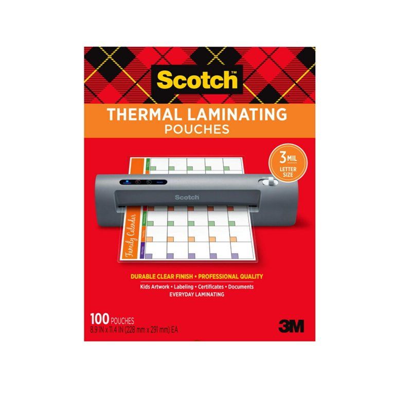 Scotch Thermal Laminating Pouches, 100 Count, 8.5" x 11", 3 mil Thick | Walmart (US)