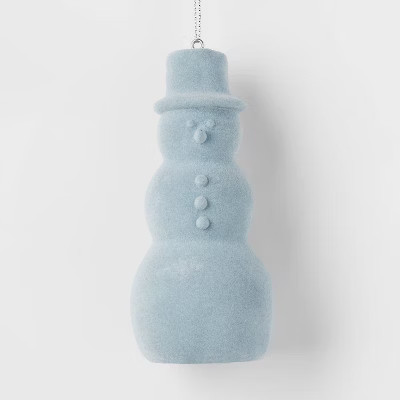 Flocked Snowman Christmas Tree Ornament Blue - Wondershop™: Polyresin Indoor Decor, 4.375" Heig... | Target