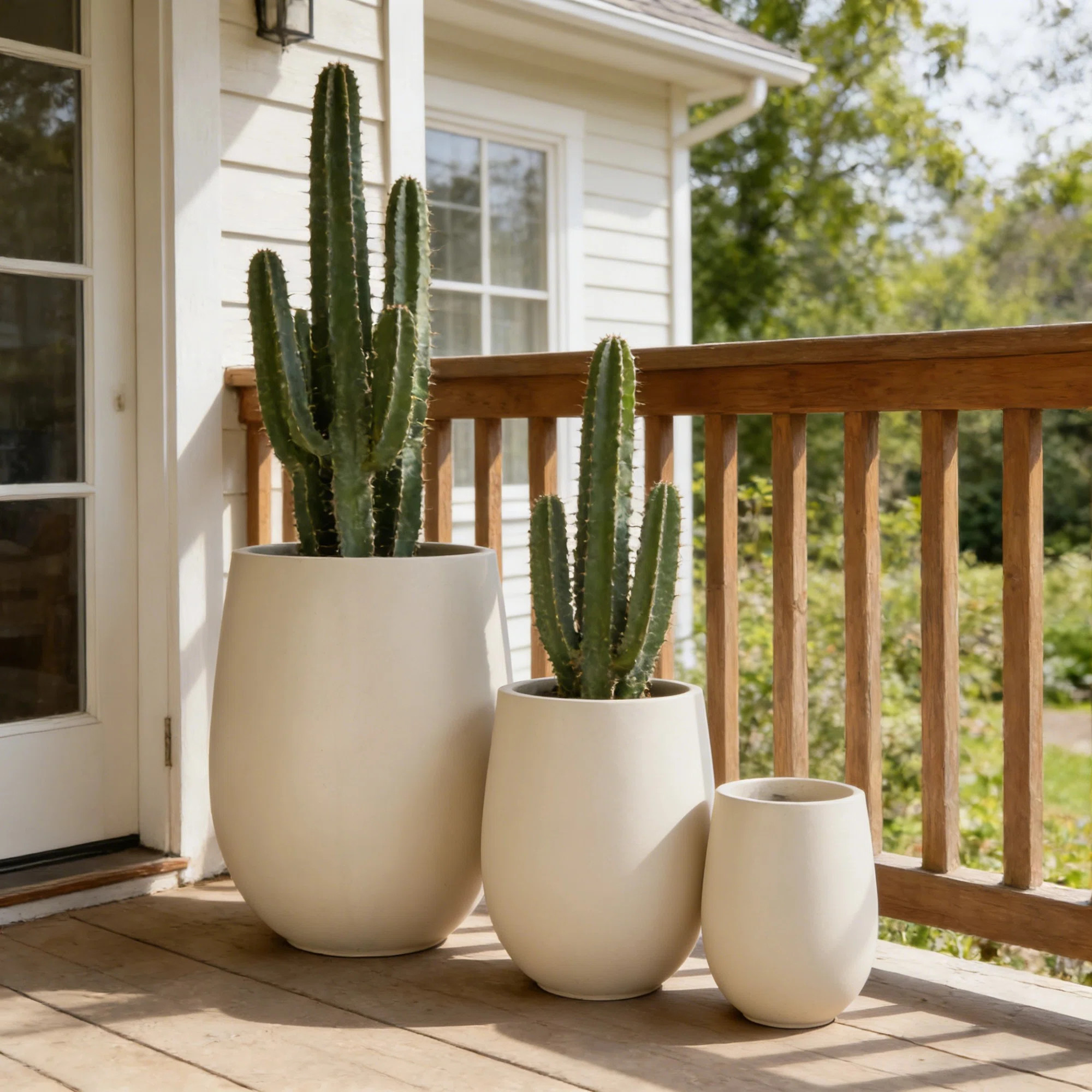 3-Piece Round MGO Outdoor Planters With Drainage Hole, Lightweight Flower Pots For Patio & Indoor... | Wayfair North America