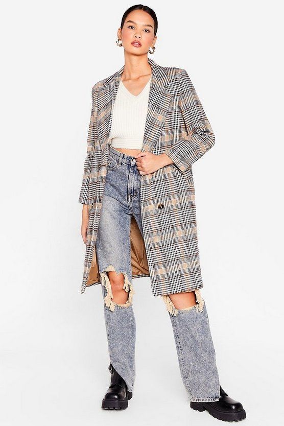 Double Breasted Check Wool Look Coat | NastyGal (US & CA)