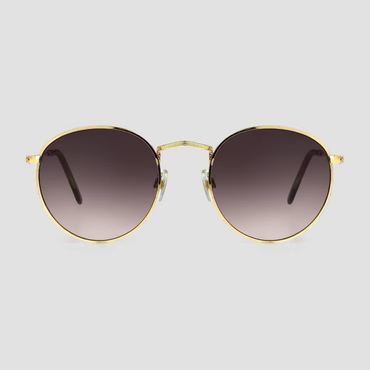Women's Narrow Metal Round Sunglasses - Universal Thread™ Gold | Target
