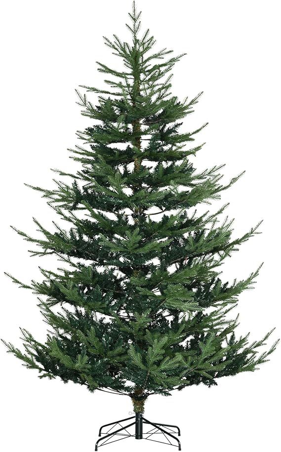 HOMCOM 7.5 Foot Artificial Christmas Tree, Pine Hinged Xmas Tree with Realistic Branches, Steel B... | Amazon (US)