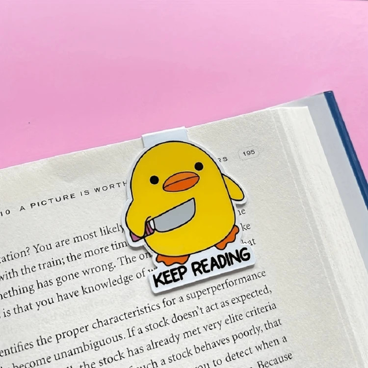 1pc Small Duck With Knife Magnetic Bookmark, Gift For Readers, Duck Model Bookmark, Keeps Page, Page Marker, Simple Bookmark, Funny & Cute Bookmark,School Supplies,Back To School | SHEIN