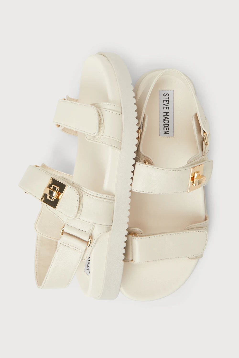 Mona Bone Leather Buckle Sandals | Lulus (US)
