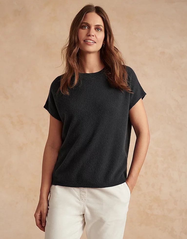 Cashmere Extended Shoulder Knitted Tee | The White Company (UK)