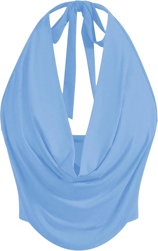 SOLY HUX Women's Halter Draped Front Tank Top Sexy Backless Going Out Crop Vest Tops | Amazon (US)