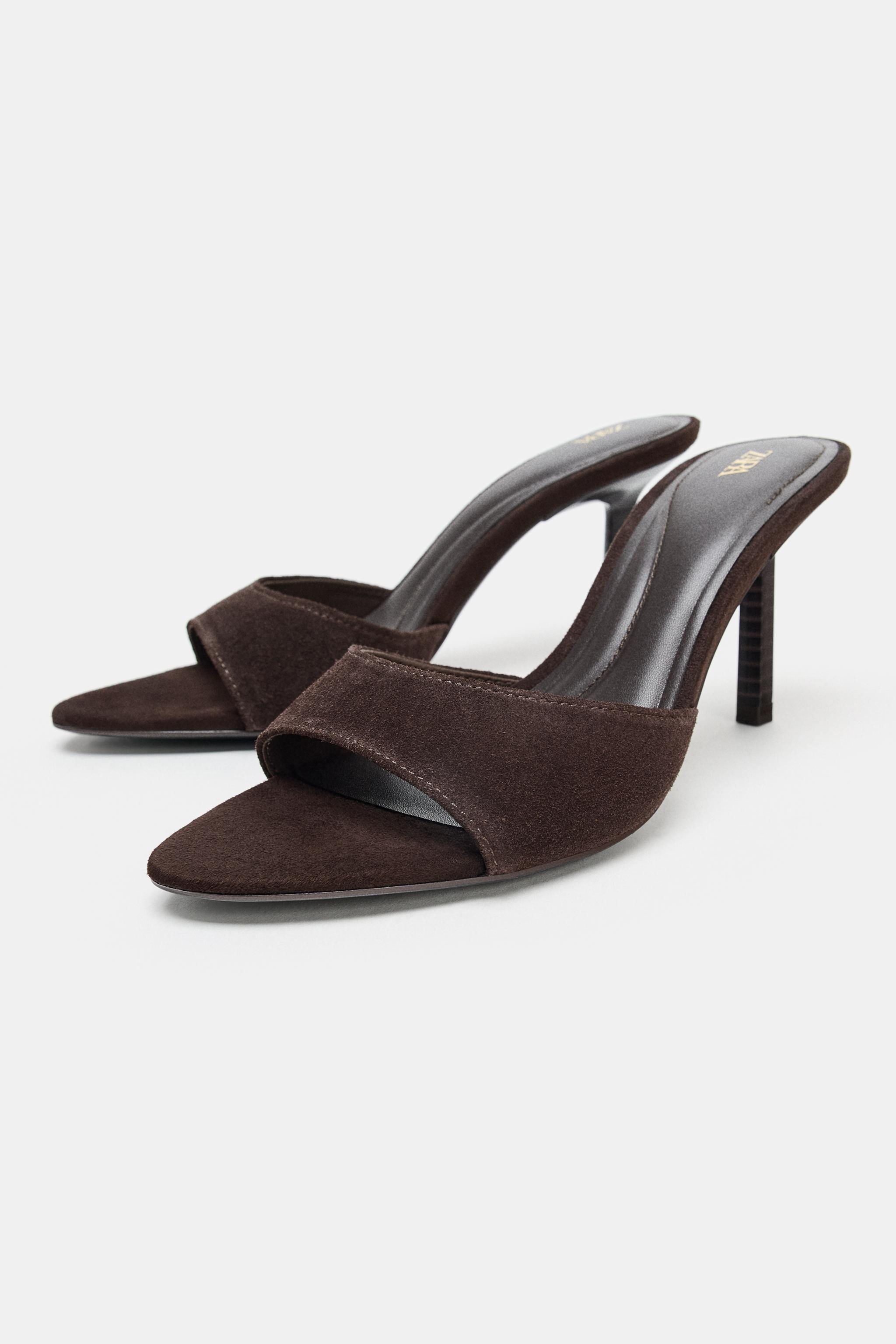 SPLIT SUEDE HEELED SANDALS | Zara UK