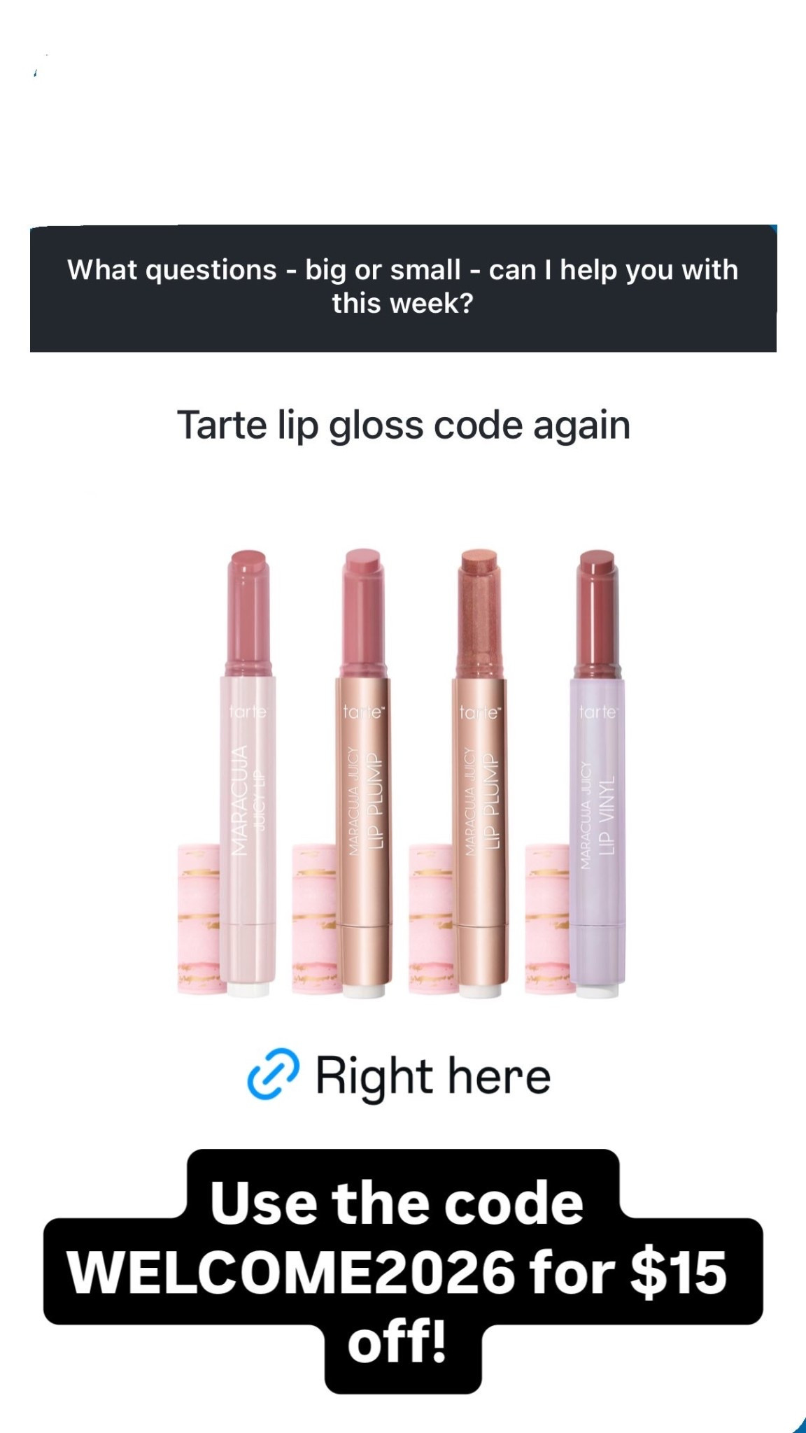 I LOVE these Tarte lip glosses - and I love them even more at this price (makes them under $8 a piece)! Use the code WELCOME2026 for $15 off!

#LTKSaleAlert #LTKBeauty
