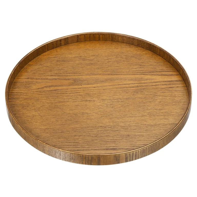 Uxcell 12" Round Wood Serving Tray Decorative Platter Home Kitchen Candle, Brown | Walmart (US)