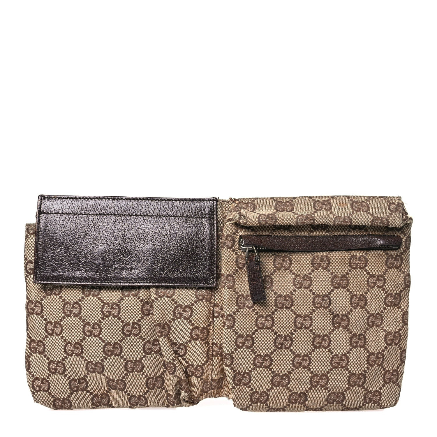 GG Monogram Double Pocket Belt Bag Dark Brown | FASHIONPHILE (US)