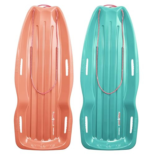 Retrospec Retrorider Plastic Snow Sled – Toboggan Style with Pull Rope, Cold-Resistant Coating, and Hard Bottom for Smooth Downhill Rides – Available in 35" and 48" Sizes for Kids and Adults | Amazon (US)