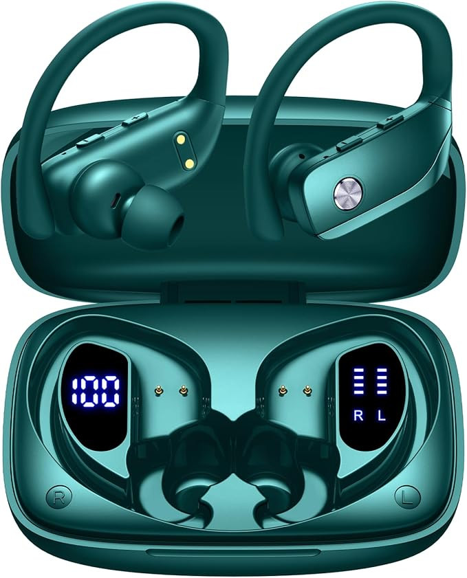 bmanl Wireless Earbuds Bluetooth Headphones Over Ear Hooks Ear Buds with 80H Playtime, LED Power ... | Amazon (US)