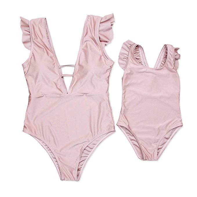 Yaffi Mommy and Me Matching Swimsuit Mother Daughter Bathing Suit One Piece Ruffles Monokini Beac... | Amazon (US)