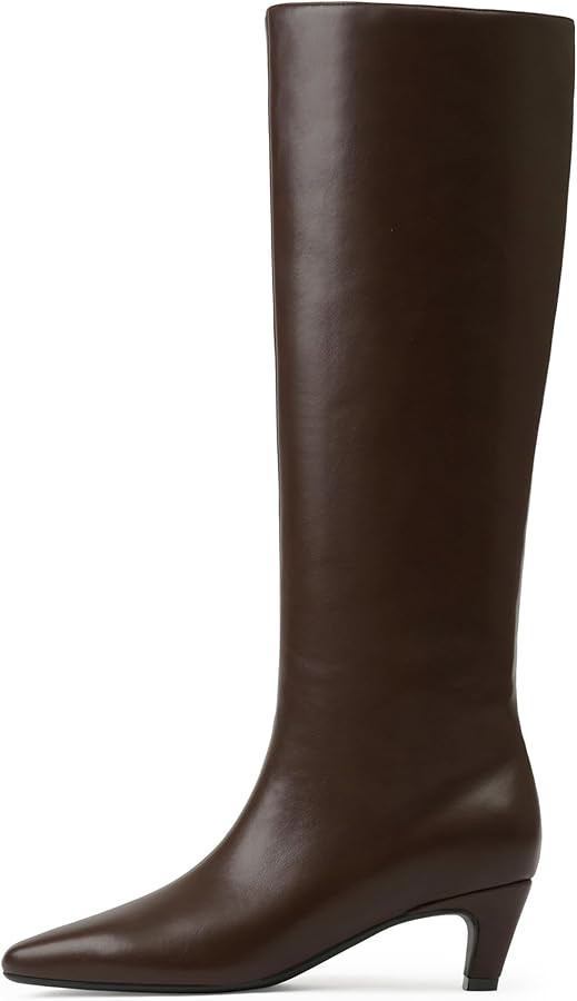 Modatope Knee High Boots Women Square Toe Kitten Heel Tall Boots Womens Fashion Long Boots | Amazon (US)