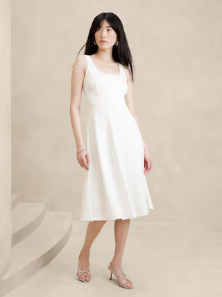 Scuba Square-Neck Midi Dress | Banana Republic Factory