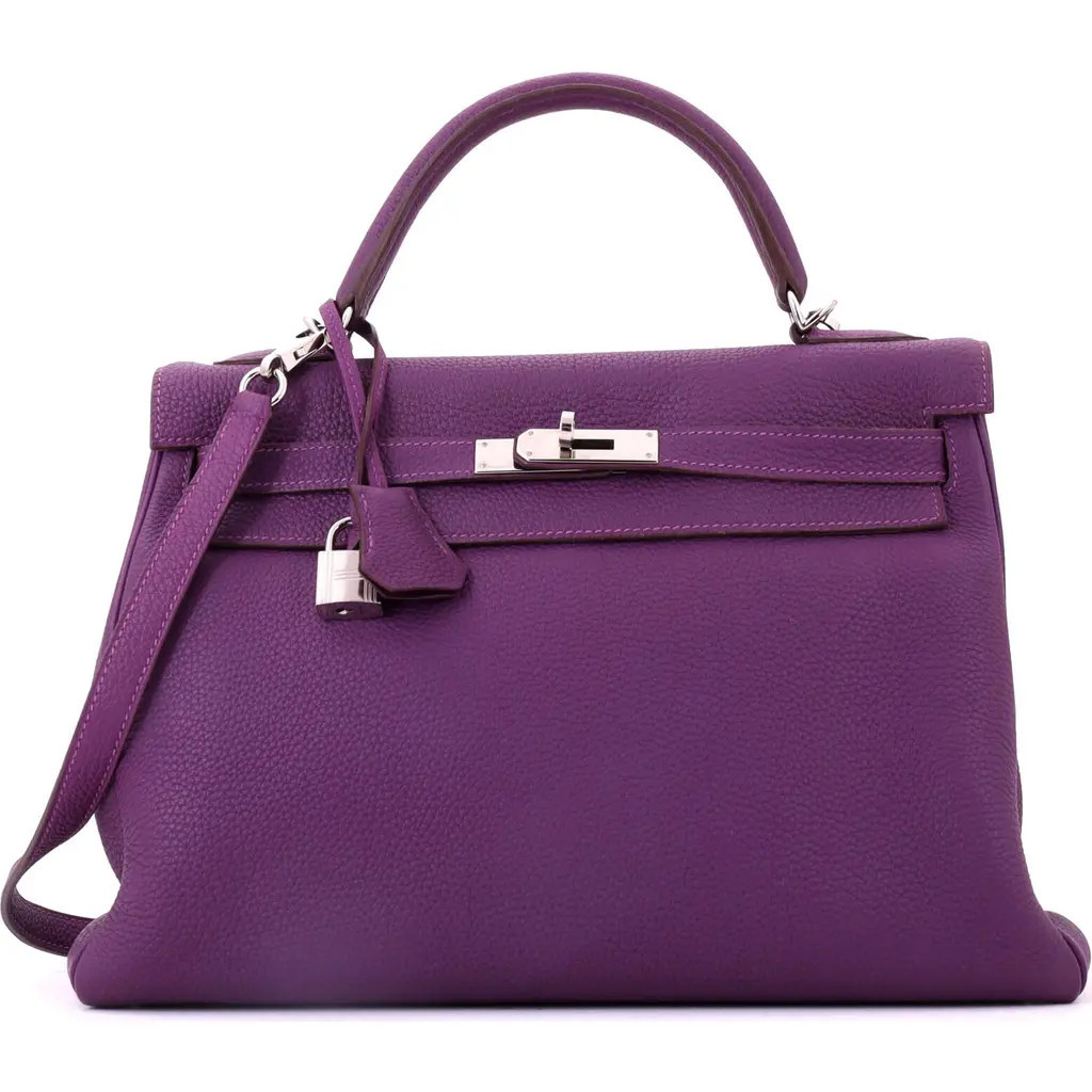 Pre-Owned Hermes Kelly Handbag Purple Togo with Palladium Hardware 32 in Anemone at Nordstrom, Size Medium | Nordstrom