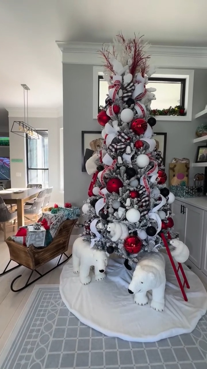 This is such a fun tree and one of my favorite designs this year. I truly enjoyed the design process for this one!  A couple bits of info: 

1. The ladders were painted red. I didn’t buy them like that 

2. The penguins are placed on a piece of 4” white velvet ribbon and meant to look like they are sliding down the ice. 

3.  The polar bears are Melissa and Doug. 

4. The sleigh is sold out. Bummer!! But I shared another that's great! 

.
.
.
.
.
#polarbeartree #polarbearchristmas #polarbear #polarbeardecor #christmastreeideas #holdmyeggnog #christmastreeinspo #christmastreeinspiration #christmasplanning #kidschristmastree #funchristmastree

#LTKSeasonal #LTKOver40 #LTKHome