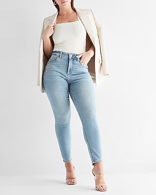 Curvy High Waisted Light Wash Supersoft Skinny Jeans | Express