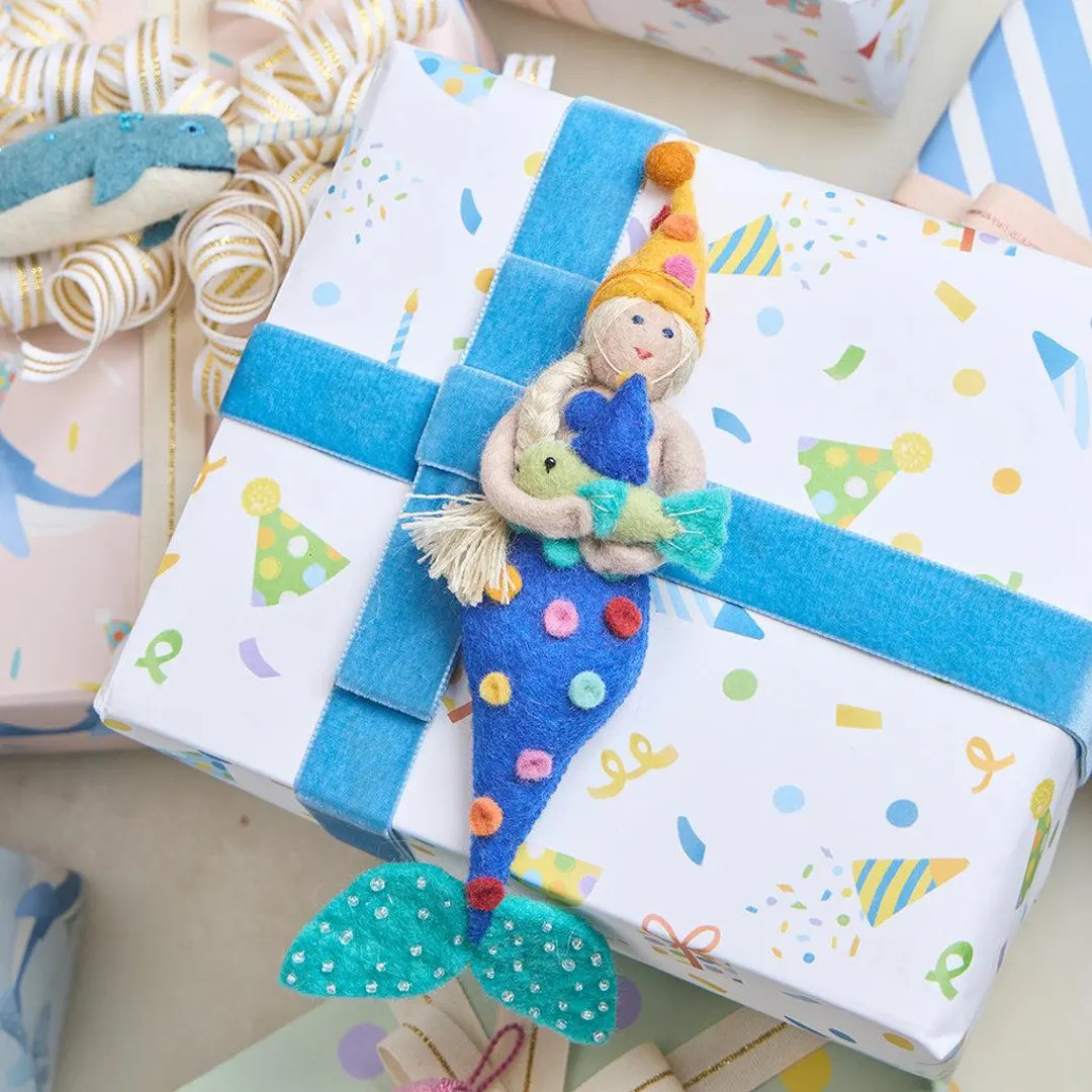 Fishing You a Happy Birthday Mermaid, Hand Felted Siren Ornament, Handmade Festive Charm | Etsy (US)