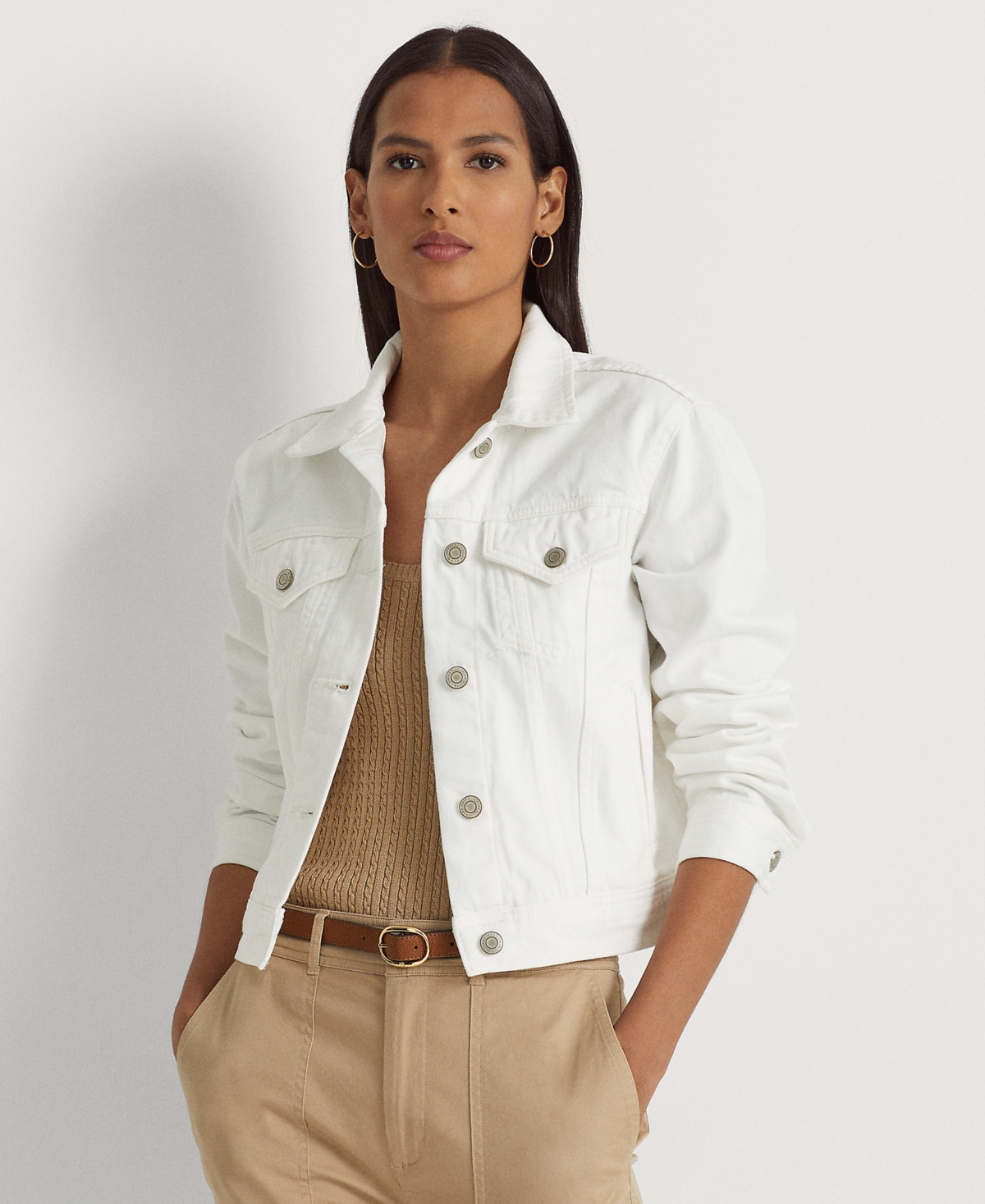 Lauren Ralph Lauren Women's Denim Trucker Jacket - White Wash | Macy's