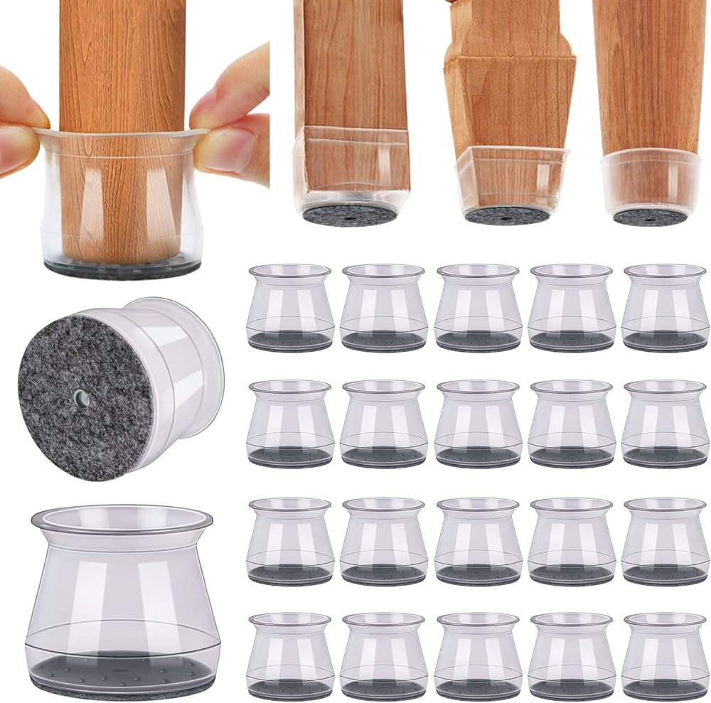 Chair Leg Floor Protectors 20Pcs Silicone Covers to Protect Floors (Large Clear Fit 1.3"-2") | Amazon (US)