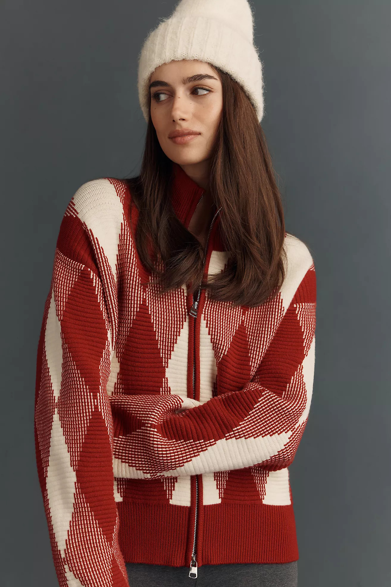 Varley Karina Jacquard Knit Zip-Up Top | Anthropologie (US)