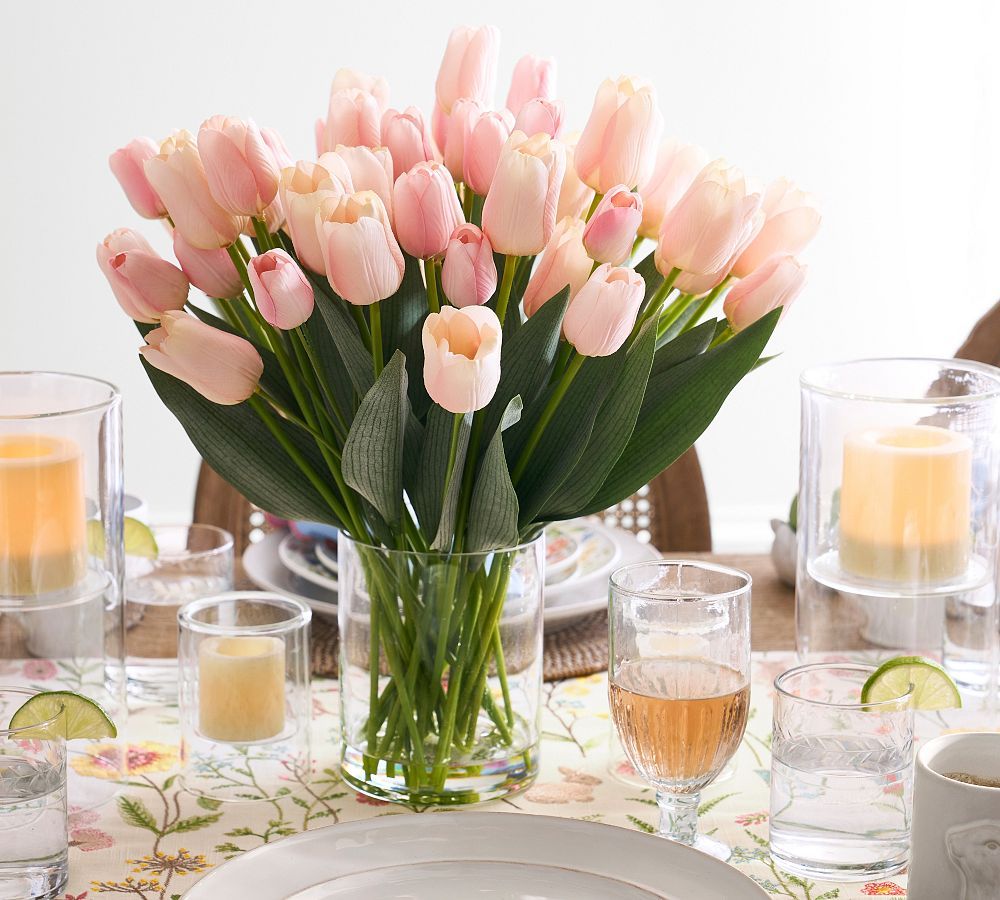 Faux Composed Tulip Arrangement in Glass Vase | Pottery Barn (US)