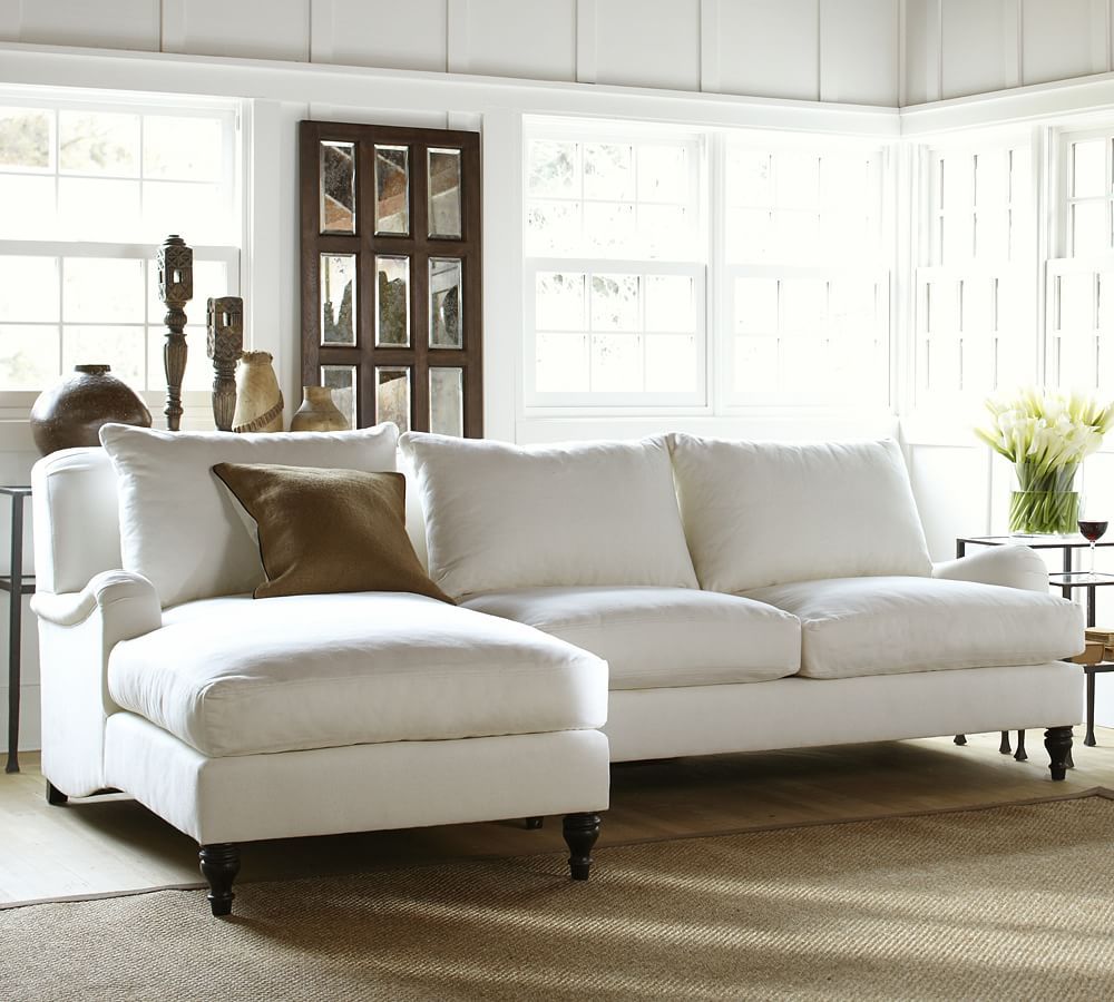 Carlisle Upholstered Left Arm Sofa with Chaise Sectional, Polyester Wrapped Cushions, Denim Warm ... | Pottery Barn (US)