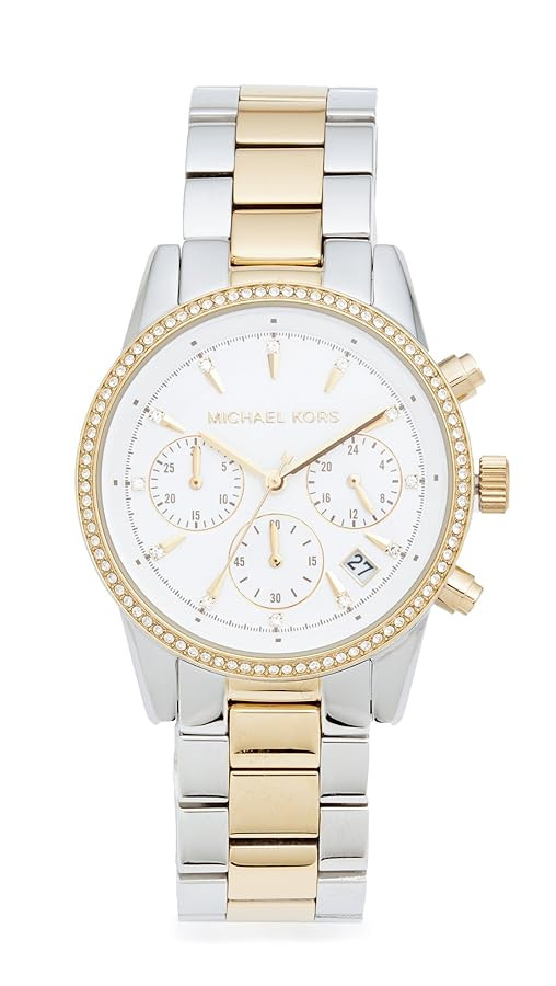 Michael Kors Bryant Chronograph Women's Watch, Stainless Steel and Pavé Crystal Watch for Women | Amazon (US)