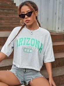 Letter Graphic Drop Shoulder Tee | SHEIN