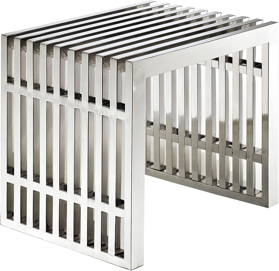 Modway Gridiron Contemporary Modern Small Stainless Steel Bench, 19.5" | Amazon (US)