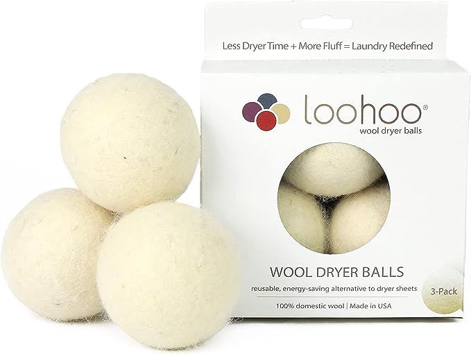 Amazon.com: LooHoo Wool Dryer Balls, Deluxe Starter 3-Pack - Natural Alternative to Dryer Sheets,... | Amazon (US)